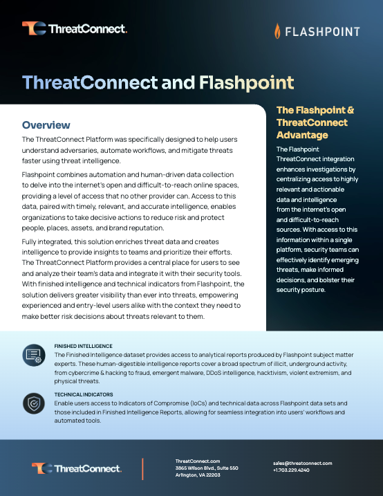 ThreatConnect and Flashpoint integration solution brief