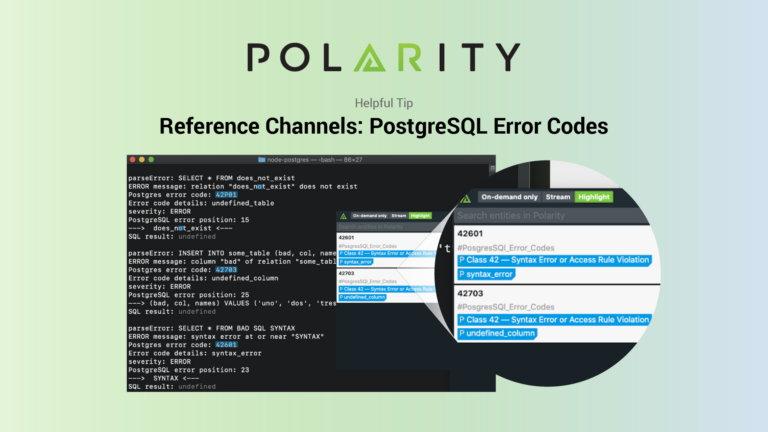 Polarity Reference Channels: PostgreSQL Error Codes