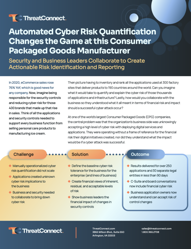 Customer Success Story: Packaged Goods Leader Takes Automated Cyber Risk Quantification Global