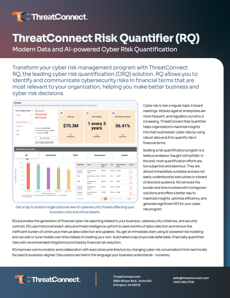 ThreatConnect Risk Quantifier