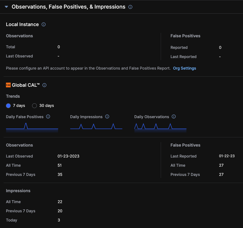 screenshot showing the community-powered insights for a potential threat