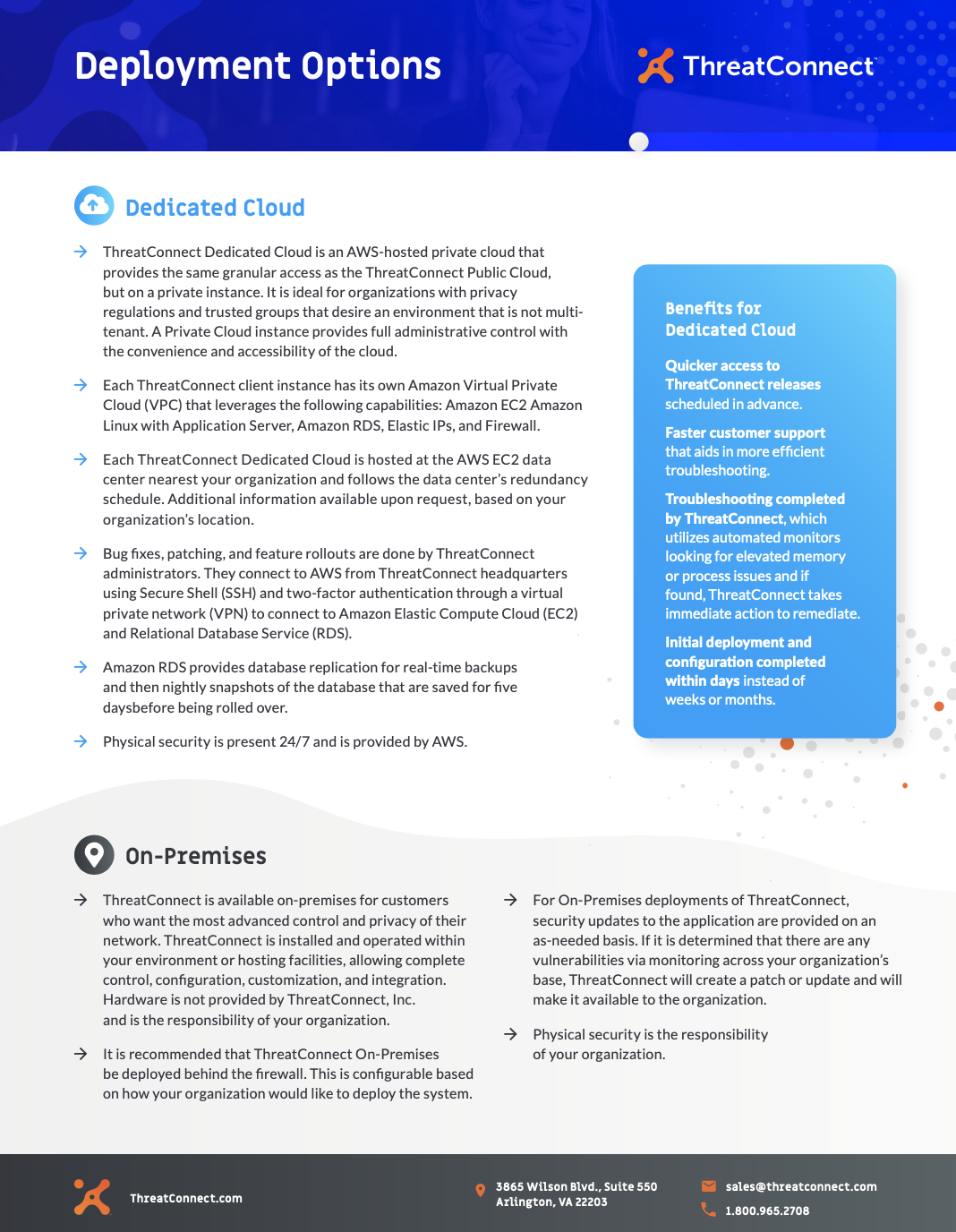 Deployment Options Data Sheet | Resources | ThreatConnect