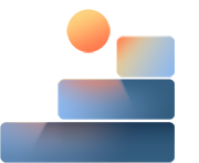 an illustration of three rectangles stacked on top of each other with an orange circle at the top