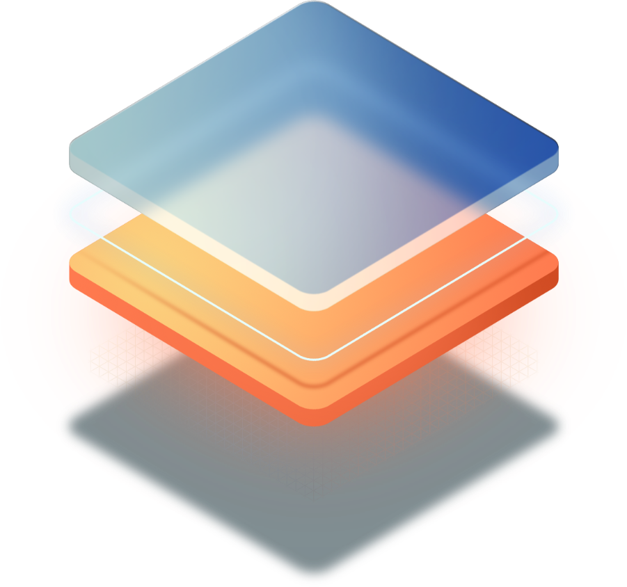 a blue and orange square stacked on top of each other