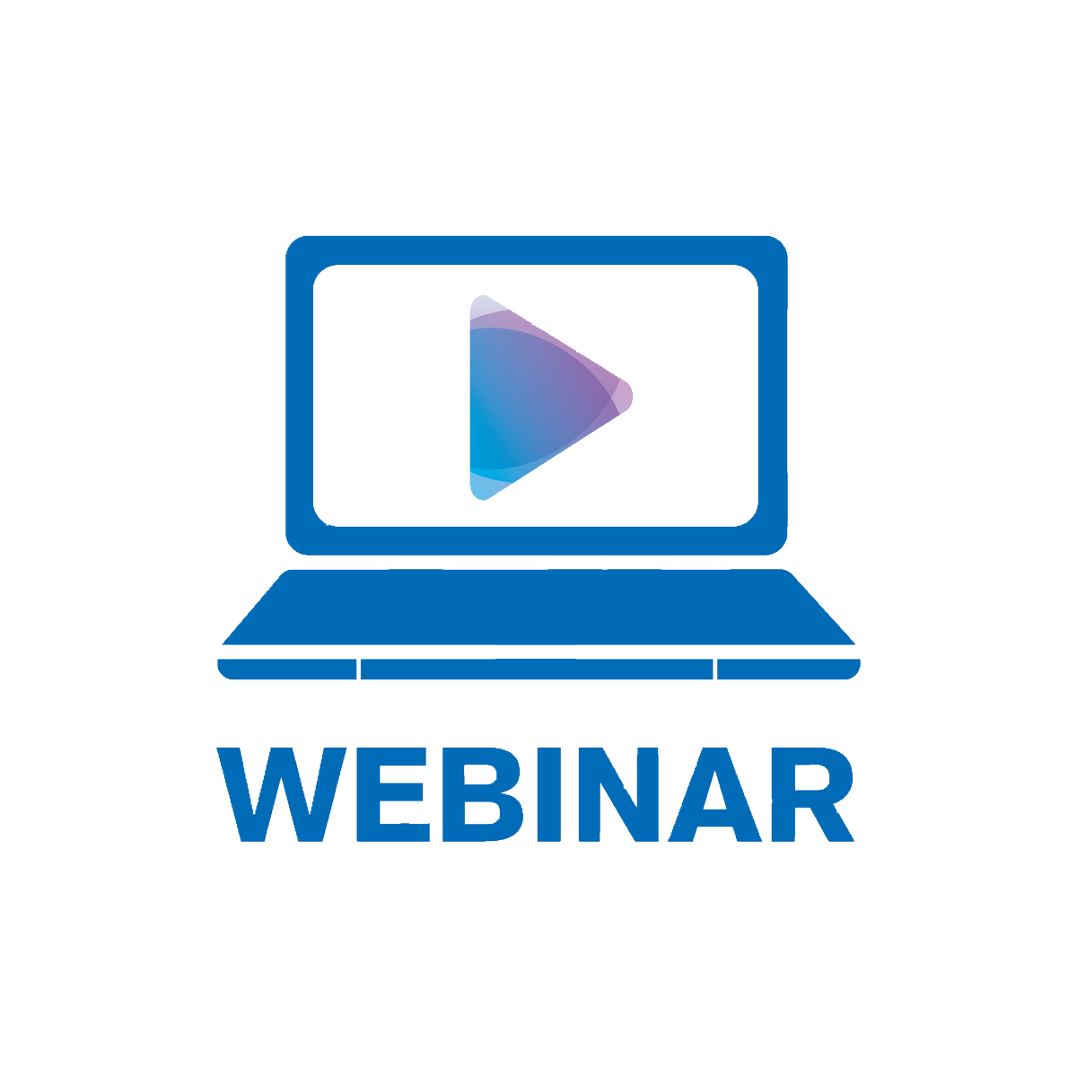 a webinar logo with a laptop and a play button