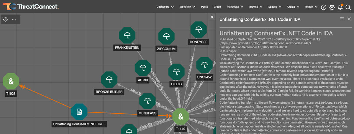 screenshot of an Automated Threat Library within ThreatConnect