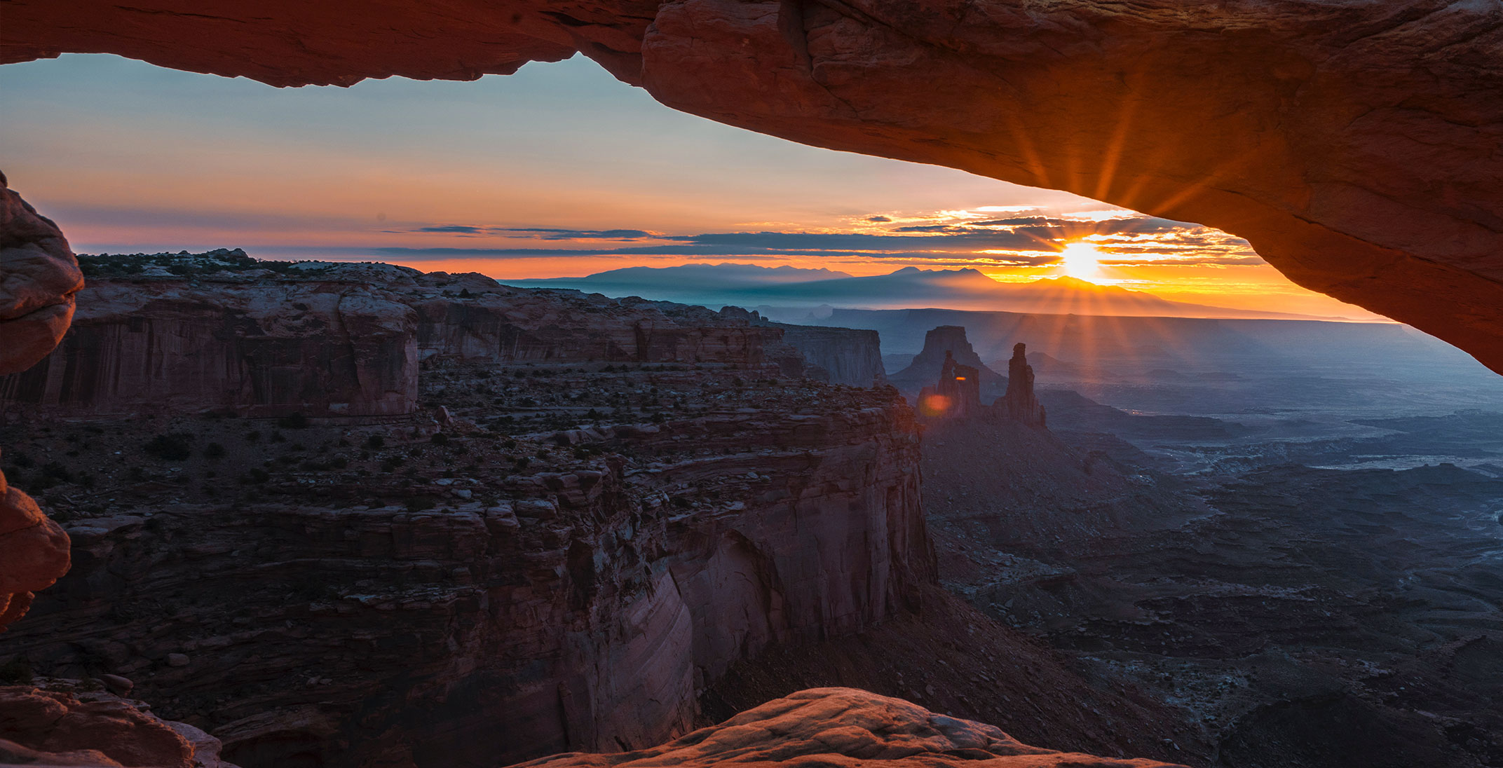 view of a canyon at sunset