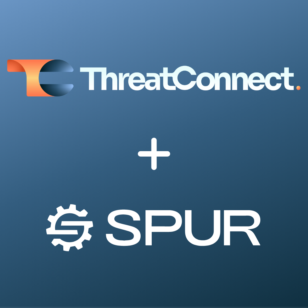 a logo for ThreatConnect and spur on a blue background