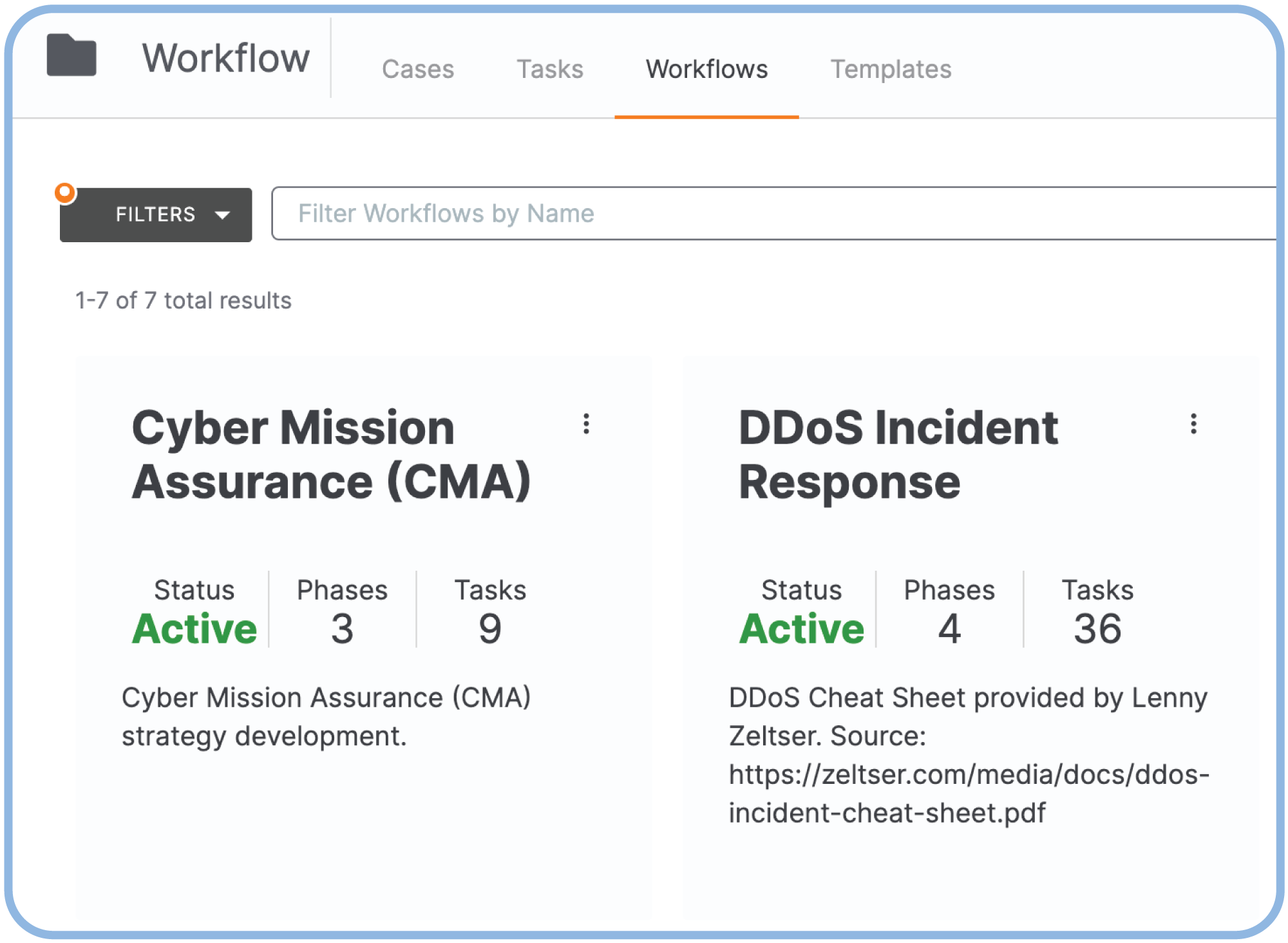 2 workflows created in the ThreatConnect Platform