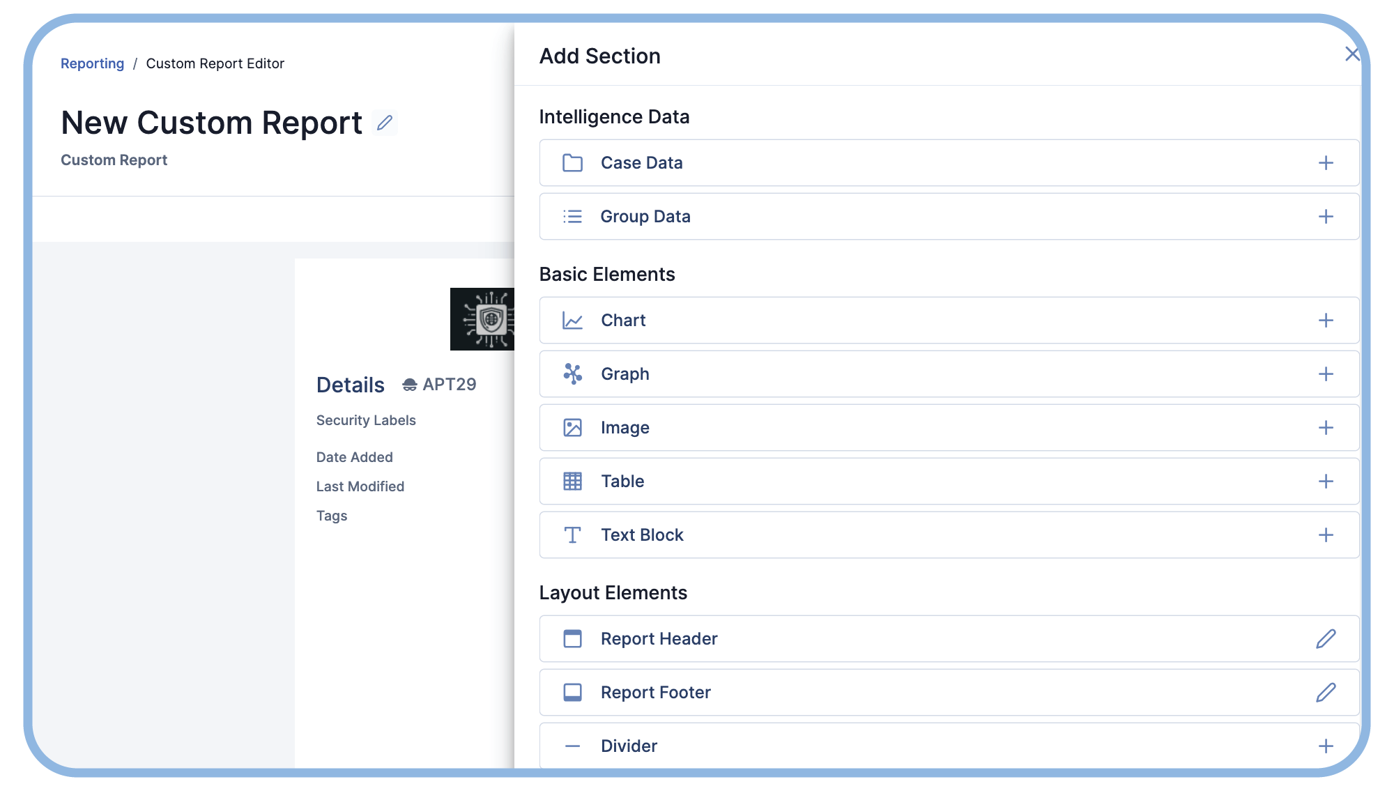 customizing a report in the ThreatConnect platform