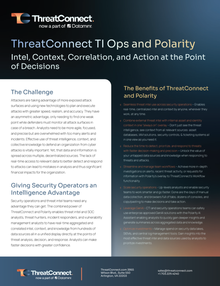 ThreatConnect TI Ops and Polarity Solution Brief