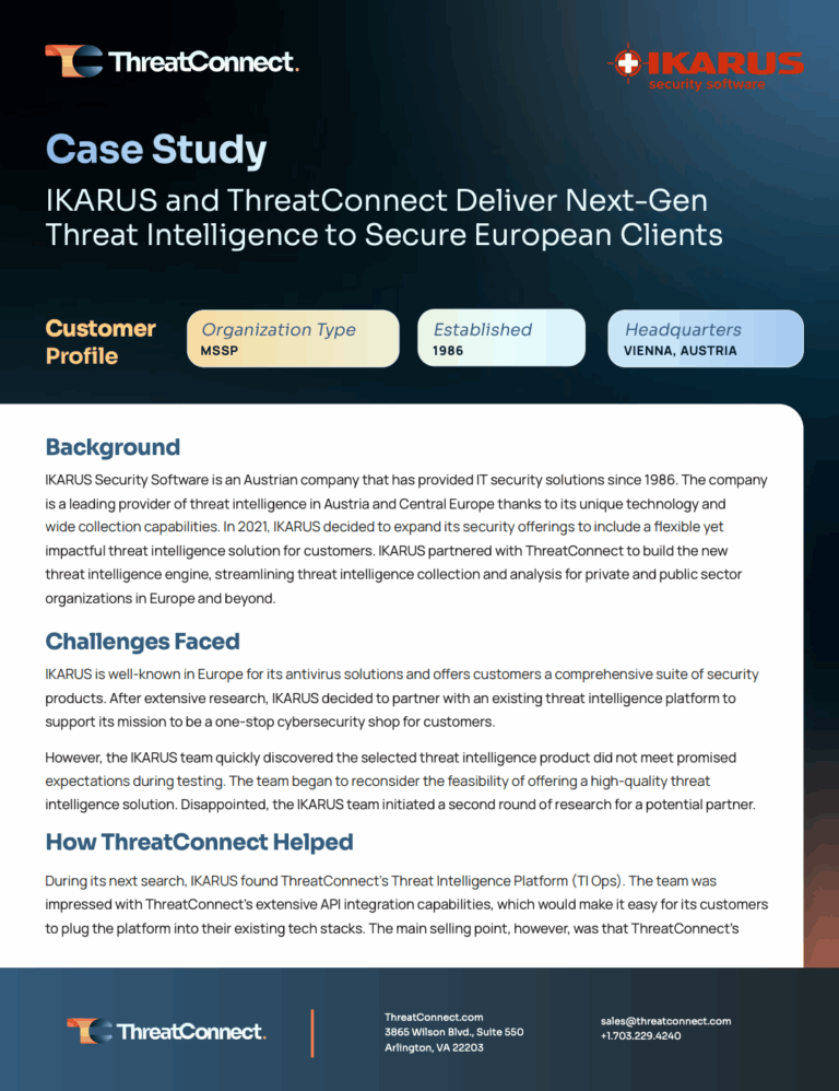 Fortifying Europe: How ThreatConnect and IKARUS Redefined Threat Intelligence
