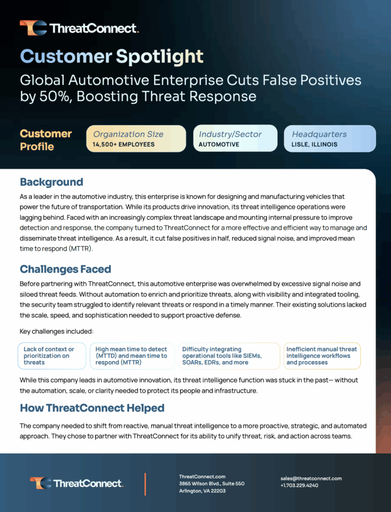 How a Top-Tier Automaker Centralized Threat Intelligence with ThreatConnect