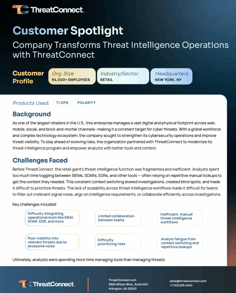 Beyond the POS: How a Leading Retailer Secured Its Enterprise with ThreatConnect